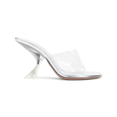 AMINA MUADDI METALLIC OPEN-TOE SANDALS WITH SCULPTURAL HEEL