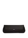 Amina Muaddi Metallic-trim Clutch Bag In Black
