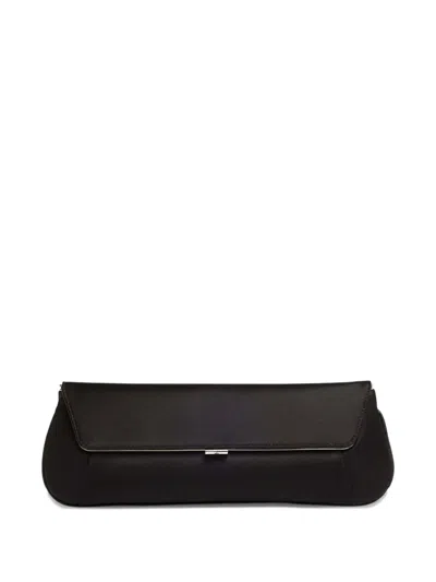Amina Muaddi Metallic-trim Clutch Bag In Black