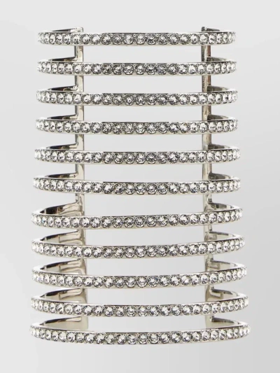 Amina Muaddi Metallic Vittoria Cuff Bracelet In Cream