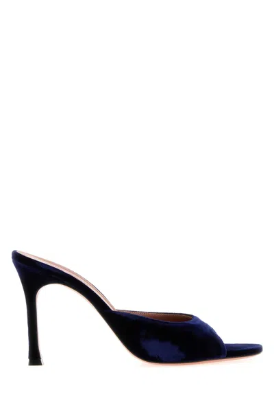 Amina Muaddi Midnightblue Mule In Navy