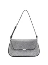 Amina Muaddi Mini Ami Crystal Shoulder Bag In Black