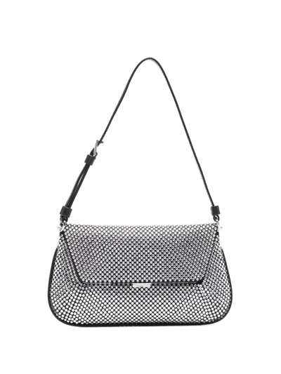 Amina Muaddi Mini Ami Crystal Shoulder Bag In Black