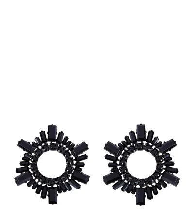 Amina Muaddi Begum Mini Crystal-embellished Earrings In Black
