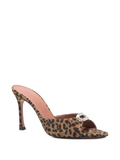 Amina Muaddi Mini Camelia Crystal-embellished Leopard-print Sandals In Animal Print