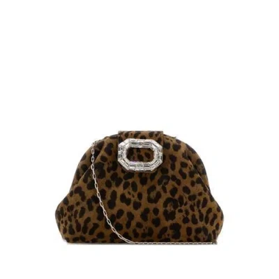 Amina Muaddi Mini Handbag With Distinctive Buckle In Brown