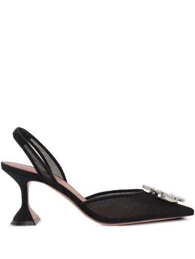 Amina Muaddi Mini Pointed Toe Slingback With 70 Mm Heel In Nero