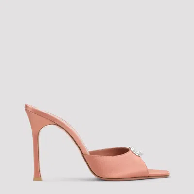 Amina Muaddi Mini Slip Pump With Elegant Silk Finish In Nude & Neutrals