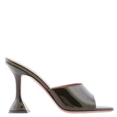 Amina Muaddi Mirror Moss Lupita 70 Slippers In Gray
