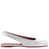 Amina Muaddi Mirror Silver Ane Slingback Flats In White