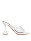 Amina Muaddi Lupita 95 Net Raffia Mesh Mules