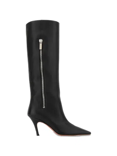 Amina Muaddi 80mm Mona Leather Knee-high Boots In Multi