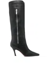 Amina Muaddi Mona Side-zip Square-toe Boots In Black
