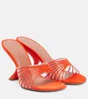 Amina Muaddi Mookie Suede Pvc Comma-heel Mules In Red