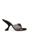 Amina Muaddi Mookie Suede Pvc Comma-heel Mules In Black