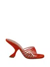 Amina Muaddi Mookie Suede Pvc Comma-heel Mules In Orange