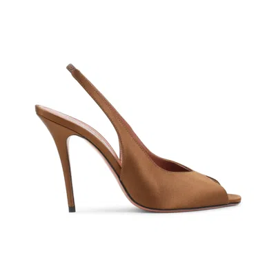 Amina Muaddi Kistina 105 Slingback Satin Peep Toe Mules In Multi