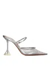 Amina Muaddi Silver Gilda Glass Mules In Silver