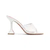 Amina Muaddi Round Toe. Lace-up Front. Stiletto Heel.... In White