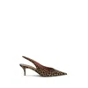 Amina Muaddi Multicolor Calf Leather Bos Taurus High Heel Women's Pumps In Brown