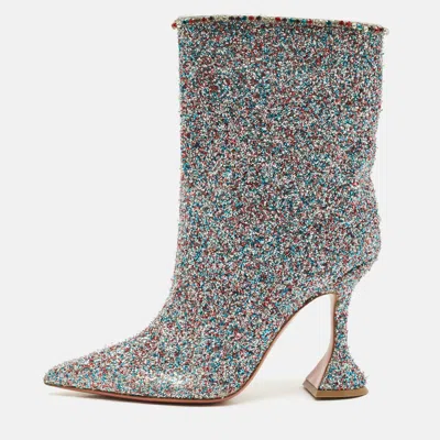 Amina Muaddi Multicolor Fabric And Glitter Mia Martini Ankle Length Boots