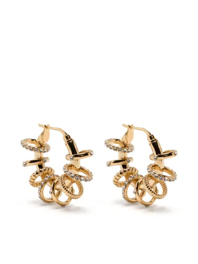 Amina Muaddi Multiring Hoop Small Earrings In Gold