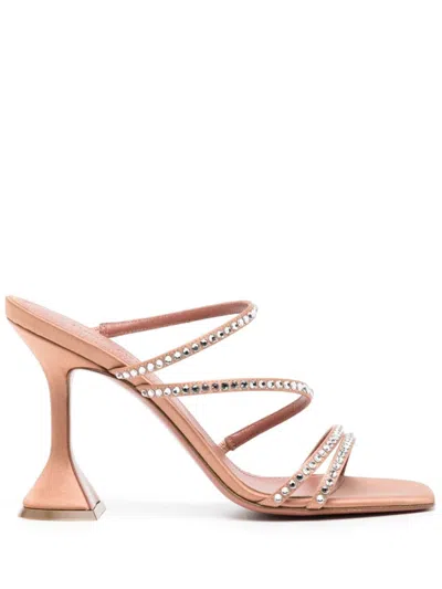 Amina Muaddi Naima 100mm Crystal-embellished Mules In Pink