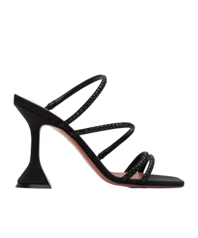 Amina Muaddi Naima Crystal Crystal High-heeled Sandals In Black