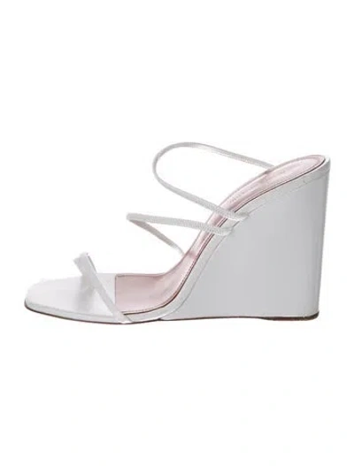 Pre-owned Amina Muaddi Naima Leather Slides In White