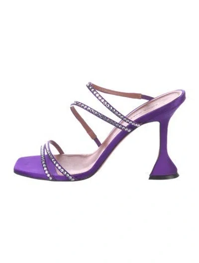 Pre-owned Amina Muaddi Naima Satin Slides In Purple