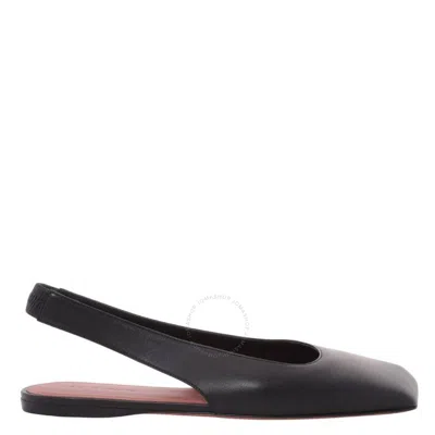 Amina Muaddi Black Ane Ballerina Flats