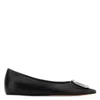 Amina Muaddi Nappa Black Camelia Ballet Flats In Black