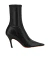 Amina Muaddi Jamie Nappa Leather Ankle Boots Stiletto In Black