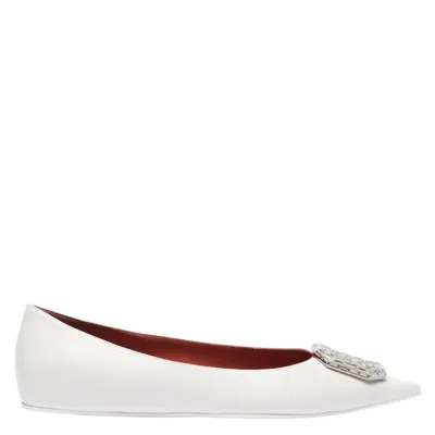 AMINA MUADDI NAPPA WHITE CAMELIA BALLET FLATS