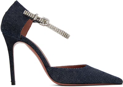 Amina Muaddi Navy Ursina Pump Heels In Dark Blue