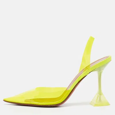 Amina Muaddi Neon Yellow Pvc Holli Glass Slingback Pumps