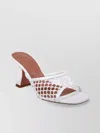 Amina Muaddi Round Toe. Lace-up Front. Stiletto Heel....