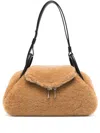 Amina Muaddi Neutral Gemini Shearling Shoulder Brown In Neutrals