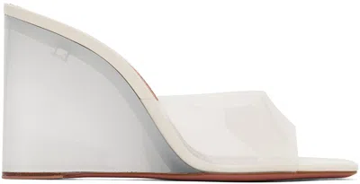 Amina Muaddi Off-white Lupita Glass Wedge Heeled Sandals In Almond