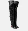 Amina Muaddi Olivia Thigh High Nappa 95 Boot In Black