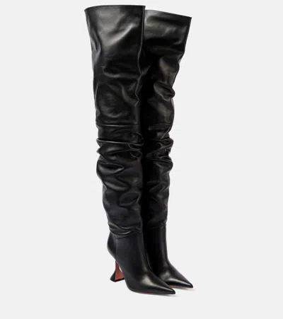 Amina Muaddi Eva Thigh-high Boots In Black
