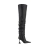 Amina Muaddi Olivia Thigh High Nappa 95 Boot In Black
