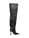 Amina Muaddi Olivia Thigh High Nappa 95 Boot In Black