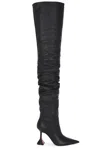 Amina Muaddi Olivia Thigh High Nappa 95 Boot In Black