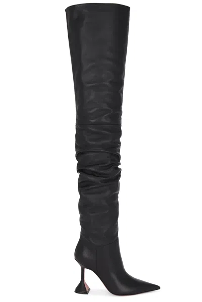 Amina Muaddi Olivia Thigh High Nappa 95 Boot In Black