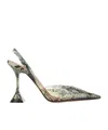 Amina Muaddi Holli Glass 95mm Snakeskin-effect Pumps Women In Gray