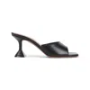 Amina Muaddi Open-toe Black Nappa Leather Mules With Flared Heel In Black