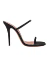 Amina Muaddi Adut Thong Slipper 105 In Black Satin In Multi