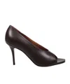 Amina Muaddi Julianne Peep Toe Pump 90 In Coffee