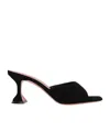 Amina Muaddi Lupita Suede Pedestal Mule Sandals In Black